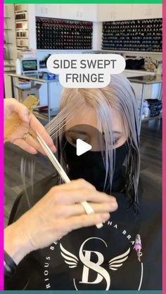 Looking for an easy way to create a side swept fringe? I’ve got you covered 👍💗 . . . #sidesweptbangs #sideswept #curtainfringe #bangs #ser... Womens Side Bangs Haircut, Easy Side Bangs, One Side Fringe, Trim Side Bangs, Choppy Side Fringe, Side Bangs For Ponytail, Sweep Bangs Long Hair, Edgy Side Swept Bangs, Full Side Swept Bangs