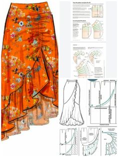 A Skirt Pattern, Sewing Clothes Women, Skirt Sewing, Fashion Design Patterns, Fashion Sewing Tutorials, Blouse Drafting Patterns, Diy Blouse Pattern