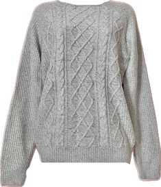 Cozy Gray Cable Knit Sweater, Gray Crew Neck Knit Top For Winter, Cozy Textured Knit Gray Sweater, Cozy Gray Textured Knit Sweater, Winter Cable Knit Crew Neck Top, Cozy Cable Knit Top For Winter, Gray Textured Knit Top, Crew Neck Cable Knit Top, Cable Knit Crew Neck Top