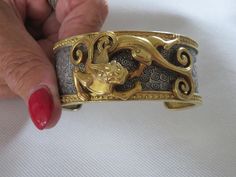 Vintage Metropolitan Museum of Art Replica Asian Foo Dog Dragon Cuff/Bangle Signed .  The width of the bangle is 2.25 inches and the bangle is in good condition. Dog Dragon, Asian Dogs, Dog Bracelet, Art Bracelet, Foo Dog, Cuff Bangles, Metropolitan Museum Of Art, Metropolitan Museum, Museum Of Art