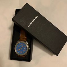 New In Box Morphic Watch. Leather Band. This Is Authentic. My Husband Received As A Gift. He Doesn’t Wear Watches. Casual Leather Strap Watch As Gift, Blue Analog Watch Accessories As Gift, Blue Leather Strap Watch Accessories Gift, Wear Watch, Leather Band, My Husband, Accessories Watches, Color Blue, Mens Accessories