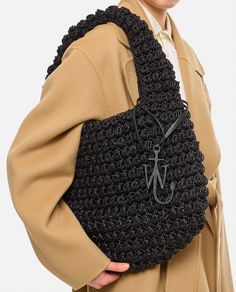 Black Shoulder Bag As Fashion Accessory, Black Bags With Detachable Handle For Fashion, Black Top Handle Shoulder Bag, Black Shoulder Bag With Gold-tone Hardware And Round Handle, Black Bag With Gold-tone Hardware, Black Bags With Gold-tone Hardware For Fashion, Popcorn Basket, J W Anderson, Basket Bag