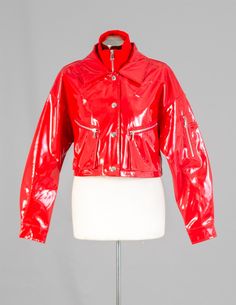 For Her NYC 81757 1 Piece Cropped Leather Bomber Jacket Color: Black, Red Sizes: S, M, L, XL, 1X, 2X Red Leather Jacket, Black Red, 1 Piece, Bomber Jacket, Leather Jacket, Red, Leather, Black, Color