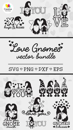 the love gnomes bundle includes svg and dxf files