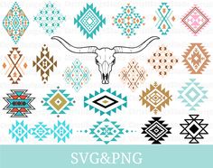 Aztec Pattern Drawing, Aztec Svg, Bull Skull Svg, Cow Skull Svg, Western Svg, Snowflake Clipart, Svg Western, Small Tats, Native American Patterns