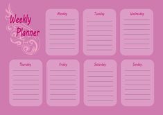 a pink weekly planner is shown