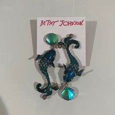 Betsey Johnson Earrings Betsey Johnson Earrings, Betsey Johnson Jewelry, Betsy Johnson, Dream Jewelry, Betsey Johnson, Curvy Fashion, Jewelry Earrings, Women Jewelry, Blue