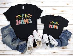 Cute birthday or mother's day matching outfit for Mom and baby. The price shown above is for one shirt. If you need both shirt you have to add them both to the cart PRODUCT DETAILS - UNISEX T-SHIRT > Solid colors are 100% superior Airlume combed and ring-spun cotton > Dark Grey Heather, Heather Kelly, Heather Yellow Gold are 52% combed and ring-spun cotton, 48% polyester > Athletic Heather is 90% combed and ring-spun cotton, 10% polyester > 4.2-ounce and 30 singles > Side seams with a retail fit Mama And Mini Shirts, Mama And Daughter, Mini Shirts, Mommy And Me Shirts, Mama And Mini, Mommy And Me Shirt, Mini Gift, Matching Outfit, Cute Birthday