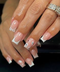 Gel Nail Designs Not Acrylic, Nail Design Halloween Ideas, French With Ghost Nails, Short Halloween French Tip Nails, Back To School Nail Ideas Square, September Nails French Tip, White French Halloween Nails, College Nails Ideas Simple, Halloween Summer Nails