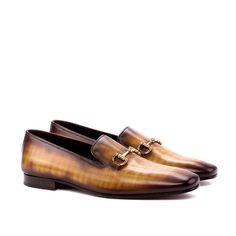 Ambrogio 3510 Bespoke Custom Men's Shoes Cognac Patina Leather Slip-on Drake Horsebit Loafers (AMB1390)-AmbrogioShoes Patina Style, Horsebit Loafers, Custom Made Shoes, Engraved Initials, Leather Artisan, Shoe Tree, Casual Shoe, Mens Slippers, Handmade Shoes