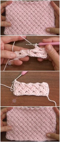 two pictures showing how to crochet the stitches