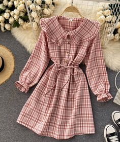 Cute A line plaid dress long sleeve dressFabric: blendedColor: black, gray, red, apricot, purple, blueSize: free sizelength 86 sleeve length 55 bust 90 waist 90 Casual Long Sleeve Pink Dress For Fall, Trendy Pink Long Sleeve Dresses, Chic A-line Plaid Dress, Trendy Long Sleeve Pink Midi Dress, Trendy Pink Long Sleeve Midi Dress, Long Sleeve Cotton Plaid Dress For Fall, Long Sleeve Plaid Cotton Dress For Fall, Casual Long Sleeve Plaid Dress For Fall, Casual Plaid Midi Dress For Fall