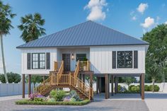 this is an artist's rendering of a house in the florida style with porches and stairs