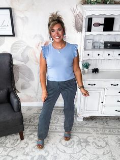 This top is about to become your new go-to for laid-back style. Crafted from an ultra-soft poly blend, this relaxed-fit knit feels like your favorite lived-in t-shirt. But its fluttering ruffle sleeves and rounded neckline add a flirty, feminine twist. Slip it on for brunch with friends or a casual date night—its dreamy comfort and stylish details are sure to boost your confidence and your mood. When keeping your head up feels hard, this top will give you an instant lift. Let its lively color an Brunch With Friends, Instant Lifts, Casual Date Night, Boost Your Confidence, Casual Date, Rounded Neckline, Heads Up, Laid Back Style, Ruffle Sleeves