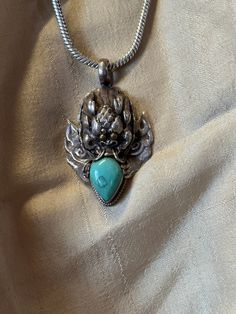 TIBETAN Silver DRAGON TURQUOISE Amulet Tibetan Protection - Etsy Turquoise Dragon, Dragon Amulet, Tibetan Dragon, Tibetan Turquoise, Jewelry Mens, Protection Amulet, Silver Dragon, Lucky Charms, Dragon Pendant