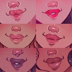 multiple images of different facial shapes and colors in the shape of faces, with one woman's mouth open