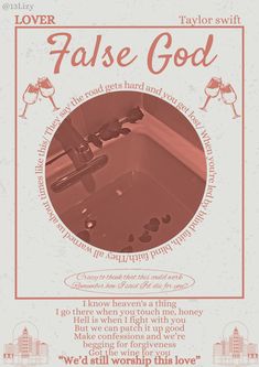 a poster with an image of a bathtub and the words false god