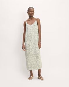 The Summer Slip Dress Sage Mini Floral – Everlane Spring Rayon Sundress With Spaghetti Straps, Rayon Sundress With Spaghetti Straps For Spring, Spring Daytime Maxi Dress With Spaghetti Straps, Summer Sundress With Spaghetti Straps For Casual Wear, Casual Spaghetti Strap Maxi Dress For Loungewear, Casual Maxi Dress With Spaghetti Straps For Loungewear, Casual Midi Dress With Straight Neckline For Daywear, Casual Loungewear Dress With Adjustable Straps, Spring Rayon Maxi Slip Dress