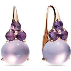 Pomellato Earrings, Pomellato Jewelry, Bijoux Art Nouveau, Cabochon Earrings, Jewelry Purple, Rose Gold Quartz, Amethyst Gold, Purple Jewelry, Earrings Purple