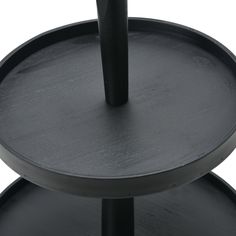 an upside down black table with two plates on it