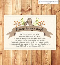 a sign that says please bring a book with an image of a fox on it