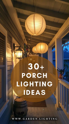 a close up of a porch with lanterns and a planter Front Porch Lighting Ideas, Porch Lighting Ideas, Porch String Lights, Porch Ceiling Lights, Outdoor Porch Lights, Porch Lamp, Porch Light Fixtures, Front Porch Lighting, Entrance Lighting