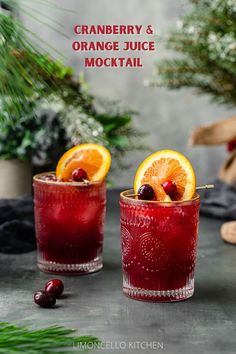 two red colored mocktails with orange and cranberry garnish Mocktail With Orgeat, Orange Juice And Cranberry Juice Drinks, Fall Wedding Drinks Non Alcoholic, Cranberry Orange Mocktail Recipe, Maple Syrup Mocktail, Best Mocktails Fall, Fall Drinks Mocktail, Cranberry Pineapple Mocktail, Orange Cranberry Drink