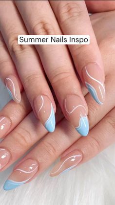 Trendy Blue Nails, Almond Acrylic Nails, Acrylic Nails Coffin Short, Short Acrylic Nails Designs, Dream Nails