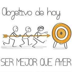 two stick figures are pulling an arrow with the caption,'objeto de hay ser mejor que aver '