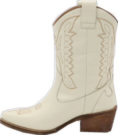 White Heeled Boots For Fall Rodeo, White Heeled Boots For Rodeo In Fall, White Boots For Western-themed Events, White Boots For Western-themed Fall Events, White Boots For Ranch In Fall, Cream Boots For Spring Western-themed Events, White Western Boots For Western-themed Events, Cream Boots For Western-themed Spring Events, White Mid-calf Boots For Spring