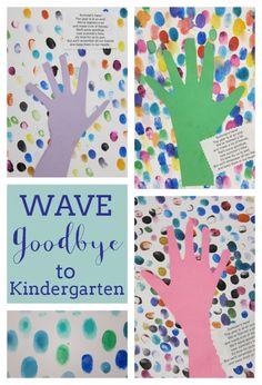 four different handprints with the words wave goodbye to children