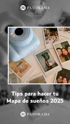 a camera sitting on top of a table next to pictures and text that reads tips para hacer tu mapa de susfos 205