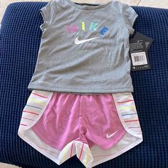 Brand New Nike Short Set. Magic Flamingo. Casual Play Sets For Spring, Nike Playful Tops, Playful Nike Tops For Playtime, Playful Nike Sports Sets, Playful Nike Playwear Sets, Nike Summer Tops, Nike White Playtime Sets, Playful Sports Sets For Spring, Flamingo Color