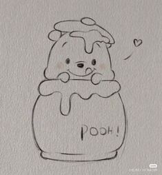 a drawing of a bear in a honey jar with the word boo on it's chest