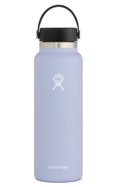 the hydro flask water bottle is shown in light blue