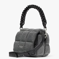 Small Sized Bag; 8-7/10"W X 6-7/10"H X 5-3/10"D (Width Is Measured Across The Bottom Of Handbag) Silhouette Is Based Off 5'9" Model 2"L Handle; 3"L Crossbody Strap Flap Closure Silver-Tone Hardware & Logo Interior Zip & Slip Pockets Polyamide, Polyester; Trim: Leather Puffer Purse, Puffy Bag, Hardware Logo, Magic Cube, Metallic Fabric, Kate Spade Bag, Crossbody Strap, Kate Spade New York, One Pic