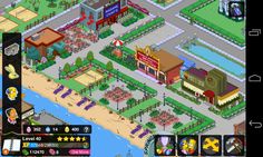 the simpsons town game is shown on an ipad screen, with many characters in it