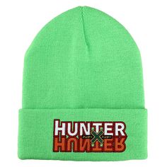 Be seen anywhere and everywhere you go in this Hunter X Hunter Neon Tall Knit Beanie. Be seen anywhere and everywhere you go in this Hunter X Hunter Neon Tall Knit Beanie.  Hunter X Hunter themed beanie Logo patch Neon color Cuffed brimFIT DETAILS One size fits mostFABRIC & CARE 100% acrylic Machine wash Imported Size: One Size. Color: Green. Gender: unisex. Age Group: adult. Hunter X Hunter Anime, Hunter Logo, Cartoon Fan, Logo Knit, Cuffed Beanie, Cartoon Logo, Hunter Anime, The Hunter, Anime Cartoon