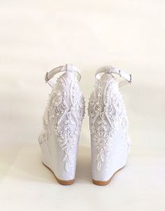 White Lace Wedding Wedge Sandals - Etsy Elegant Open Toe Wedge Sandals For Wedding, White Open Toe Wedding Shoes For Reception, White Wedge Sandals For Wedding, White Wedge Heel Sandals For Wedding, Elegant White Wedge Sandals For Wedding, White Wedge Heel Heels For Wedding, White Wedge Heel Wedding Shoes, White Wedge Heels For Wedding, Wedge Sandals Wedding