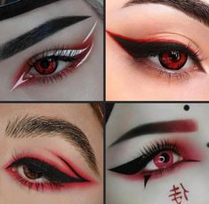 Ninja Halloween Makeup, Itachi Makeup, Ninja Make Up, Ninja Makeup Halloween Women, Akatsuki Makeup, Kitsune Makeup, Ninja Makeup, Gothic Make Up, Goth Eye Makeup