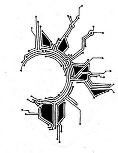 an electronic circuit board with many wires and dots on it, as well as the letters c