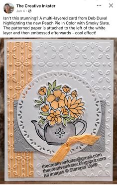 an image of a card with flowers in a watering can on it and the words, creative