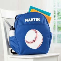 Your little one will love to show off at school this year with their very own personalized backpack! Featuring a baseball, this backpack can be personalized with any name up to 9 characters. Perfect for school supplies, toys, travel, and more! Size: 14\. Color: Blue. Customizable Blue Standard Backpack, Blue Personalized Standard Backpack, Personalized Blue Standard Backpack, Girls Backpacks, Personalized Backpack, Blue Backpack, Girl Backpacks, At School, Walmart Shopping