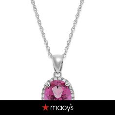 in stock Macy's Sterling Silver Jewelry With Gemstones, Macy's White Gold Jewelry With Accent Stones, Macy's Fine Jewelry With Halo Setting, Luxury Round Necklaces With Accent Stones, Elegant Birthstone Jewelry From Macy's, Macy's Elegant Birthstone Jewelry, Elegant Macy's Birthstone Jewelry, Diamond Necklace With Round Cut Accent Stones, Diamond Necklaces With Round Cut Accent Stones