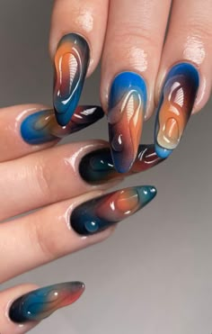 Water Nails Design, Mail Inspo, Nails Board, Maquillage On Fleek, Nagellack Trends, Hippie Nails, Colorful Nail Art, Winter Lookbook