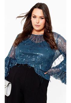 Plus Size Clothing Online, After Work Drinks, Glam Chic, Night Tops, Plus Size Top, Ruffled Sleeves, City Chic, Plus Size Casual, Round Neckline