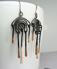 Long Great Hammered Copper Earrings, Handmade Dangle Earrings, Copper Jewelry Handmade, Black Earrings Total length including ear wires is approx 3.2 x 1inch or 83 x25mm. Copper hand made earrings.The metal has been patinated and partly polished to enhance the natural texture. Each piece is sealed with a lacquer. Personally, I manually produce all of my jewelry in my home studio in North Moravia in the Czechia. The package will be sent by registered mail. All my products are safely and nicely pa Artistic Black Dangle Earrings, Black Copper Dangle Earrings, Copper Earrings Handmade, Hammered Copper Earrings, Handmade Dangle Earrings, Black Hoops Earrings, Copper Jewelry Handmade, Earrings Handmade Dangle, Hammered Earrings