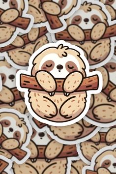 a sticker with a slotty bear holding a branch in it's mouth