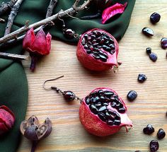 Garnet Pomegranate Earrings Chunky Fruit earrings Round Dark Red earrings Luxury Garnet jewelry Long Handmade Burgundy Earrings For Gift, Dark Red Earrings, Pomegranate Necklace, Pomegranate Earrings, Botanical Plants, Jewelry Chunky, Earrings Luxury, Red Pomegranate, Fruit Earrings