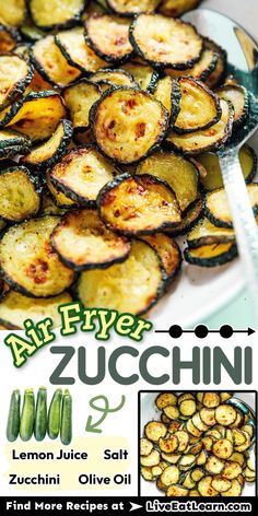 an advertisement for zucchini is displayed on a plate